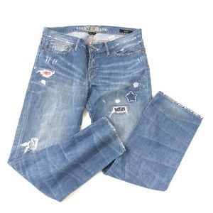 Lucky Brand Riley Jeans Patchwork Distressed